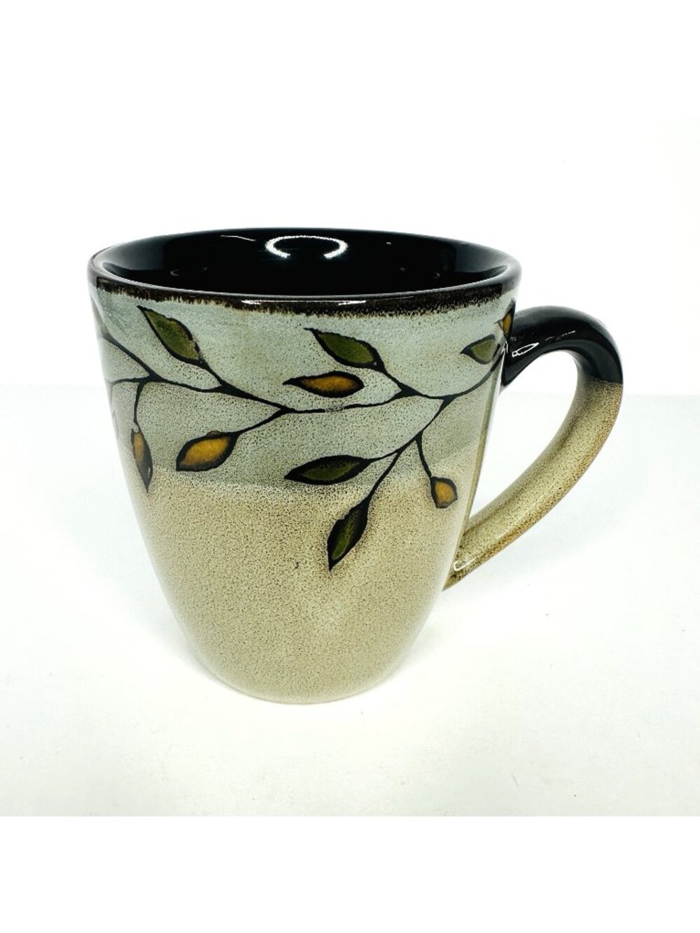 Pfaltzgraff Studio Pastoral Leaves Coffee Mug 12 oz Earth Tones Speckled
